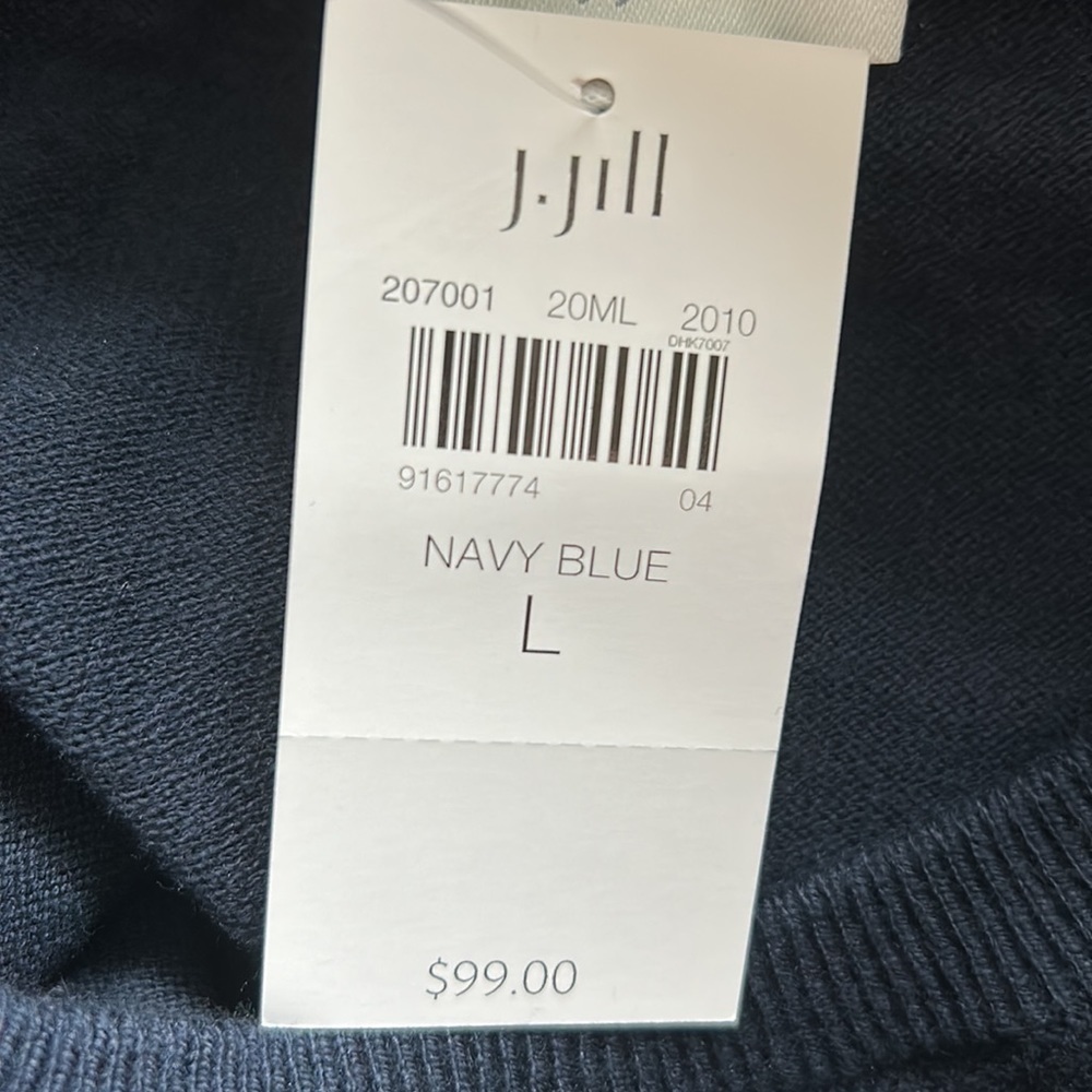 J. Jill Knit Dress NWT Navy Blue Simple ribbed detail at neck, wrist and hem L - Picture 8 of 13